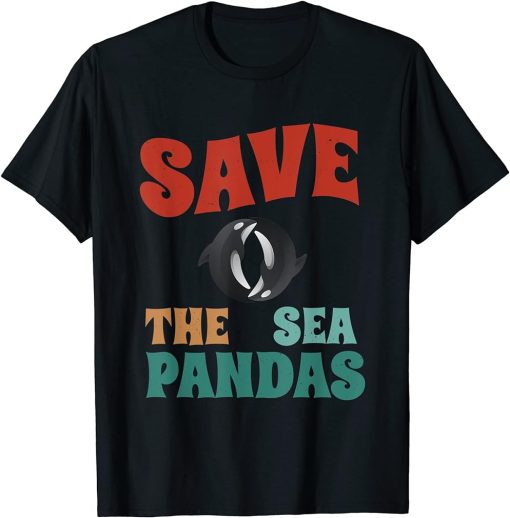 Retro Vintage Style - Save The Sea Pandas - I Love Orca T-Shirt