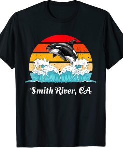 Vintage Smith River CA Distressed Orca Killer Whale Art T-Shirt
