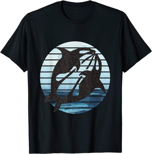 Orca Animals Retro Art Idea for Men Women Orca Killer Whale T-Shirt