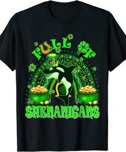 Full Of Shenanigans St. Patrick"s Day Orca Fish Clovers T-Shirt
