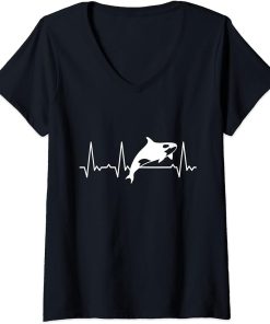 Womens Heartbeat Orca V-Neck T-Shirt